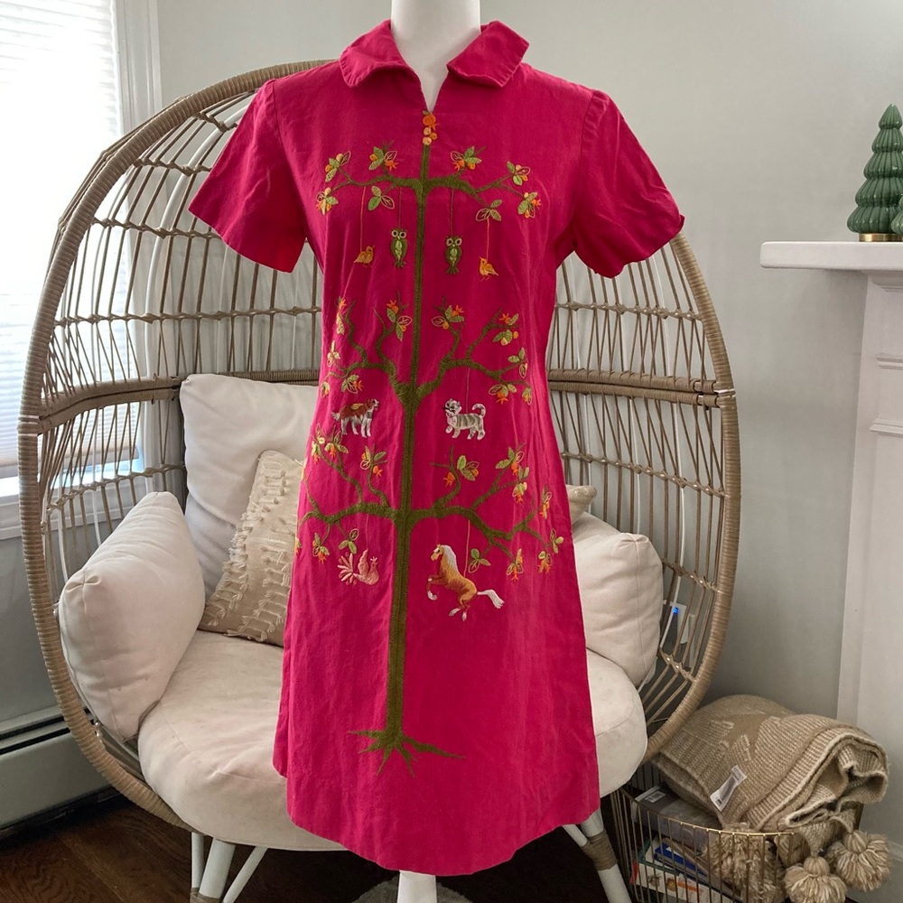 Vintage Handmade Tree of Life Embroidered Dress Size 4 Boho Cottagecore Festival